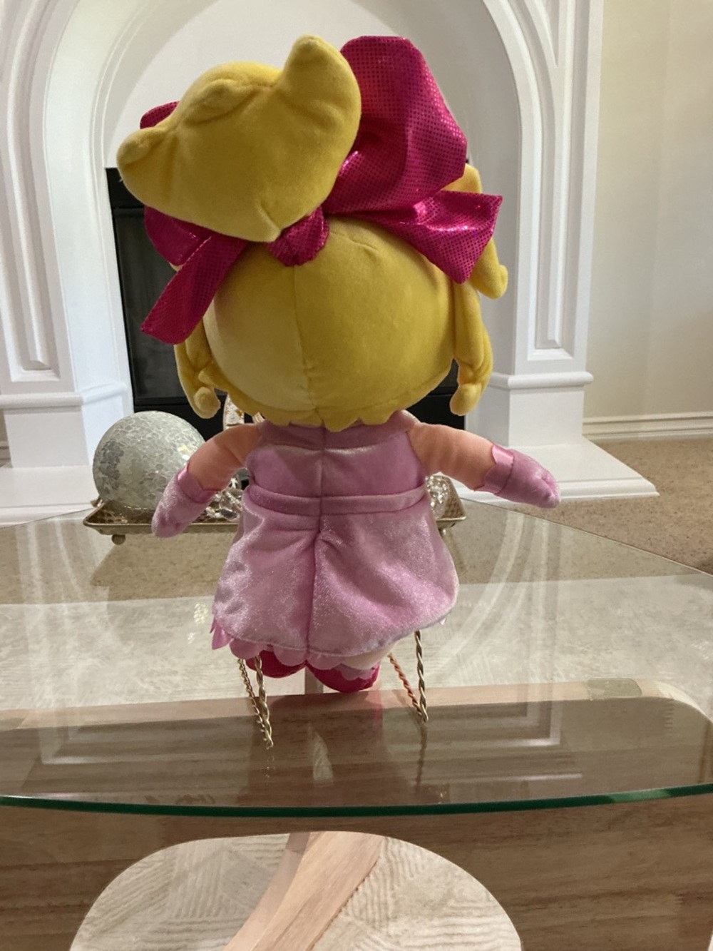 Pink Plush Pig Princess Stuffed Toy with Yellow Hair - Picture 5 of 5